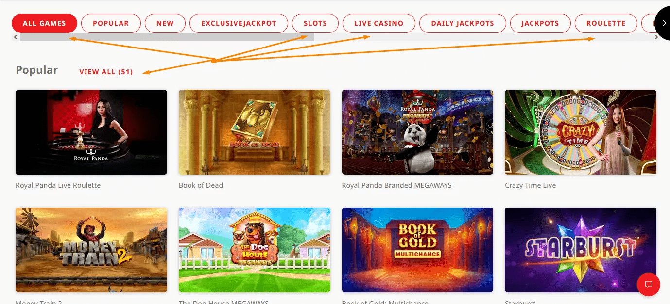 Royal Panda Casino Games 
