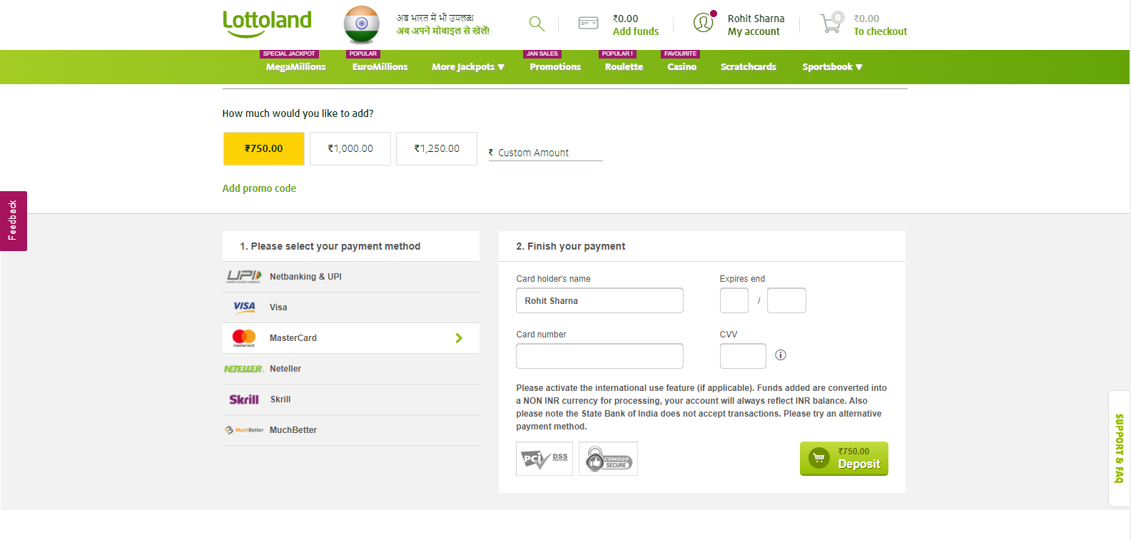 Step 3: Now select your payment method, see the picture.