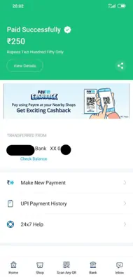 Step 7: ou’ll get a confirmation message from Paytm