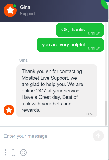 MostBet live chat support